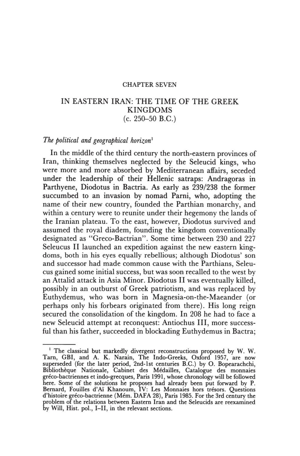 IN EASTERN IRAN: the TIME of the GREEK KINGDOMS (C
