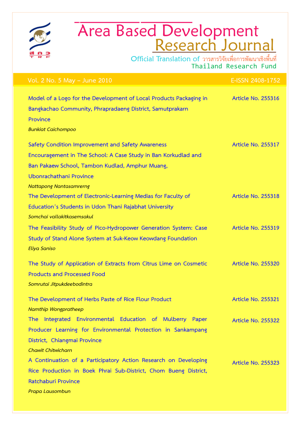 Vol. 2 No. 5 May – June 2010 E-ISSN 2408-1752