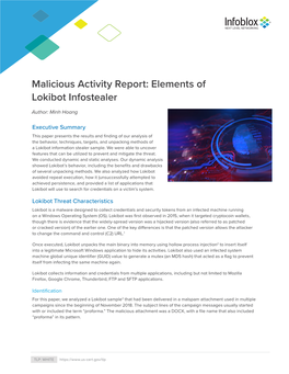 Malicious Activity Report: Elements of Lokibot Infostealer