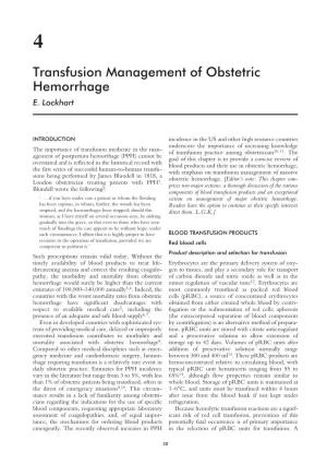 Transfusion Management of Obstetric Hemorrhage E