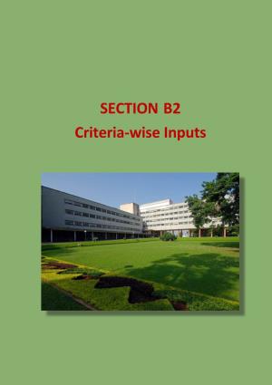 SECTION B2 Criteria-Wise Inputs