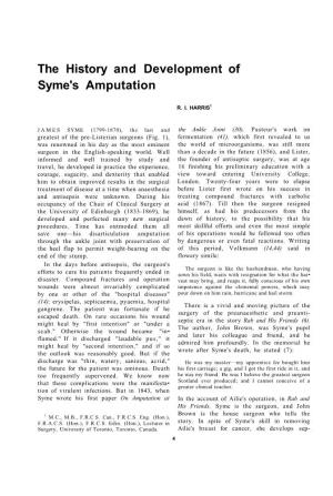 The History and Development of Syme's Amputation