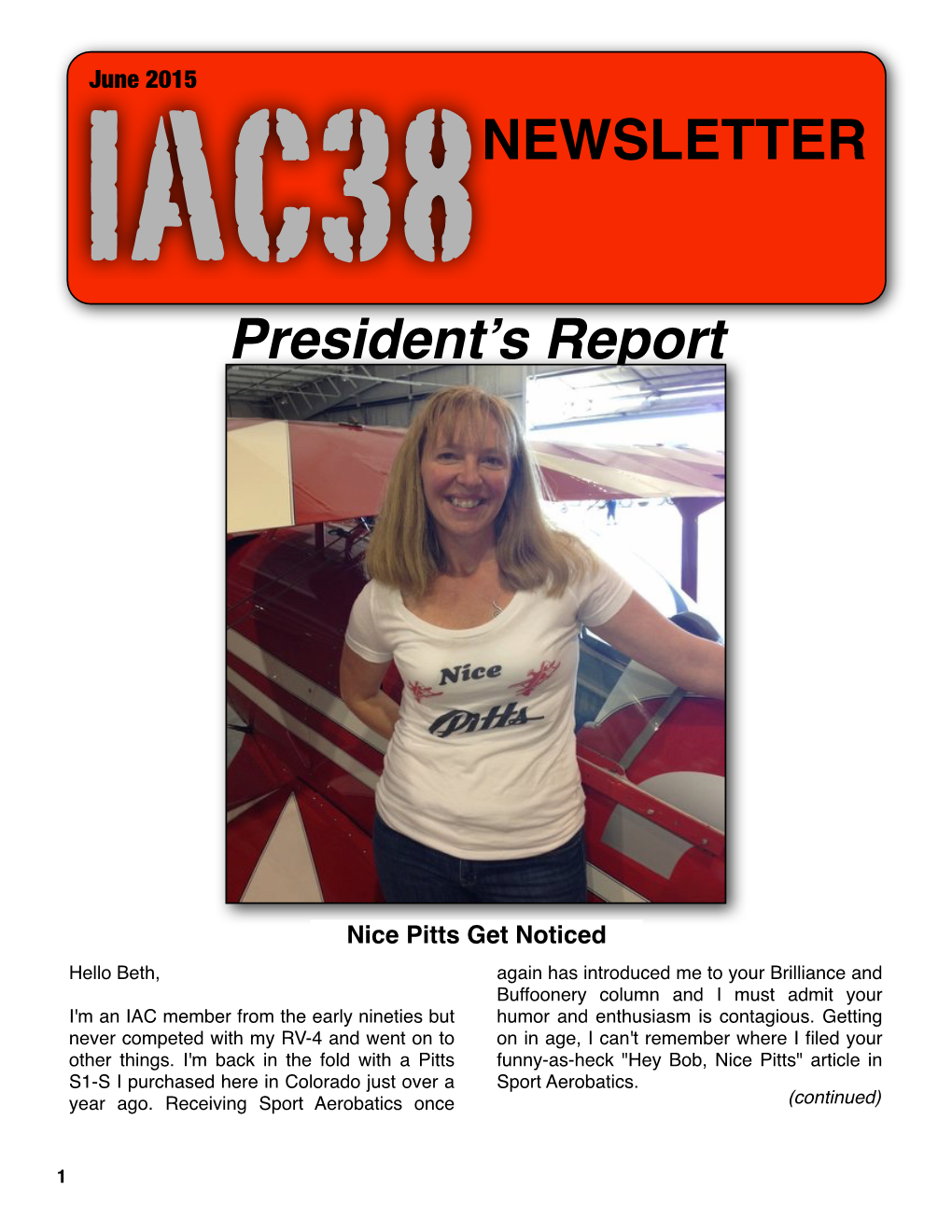 NEWSLETTER President's Report