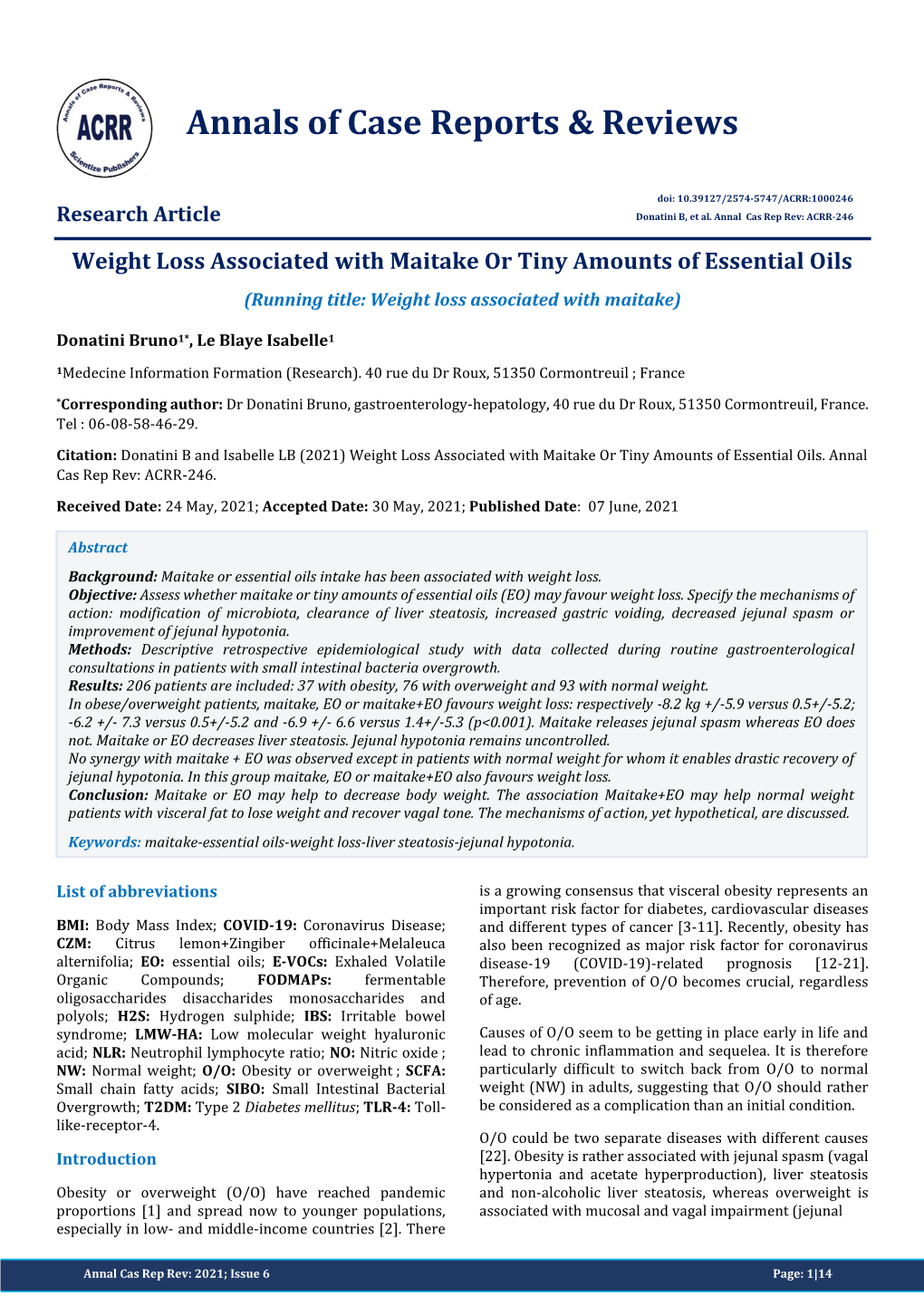 Weight Loss Associated with Maitake Or Tiny Amounts of Essential Oils