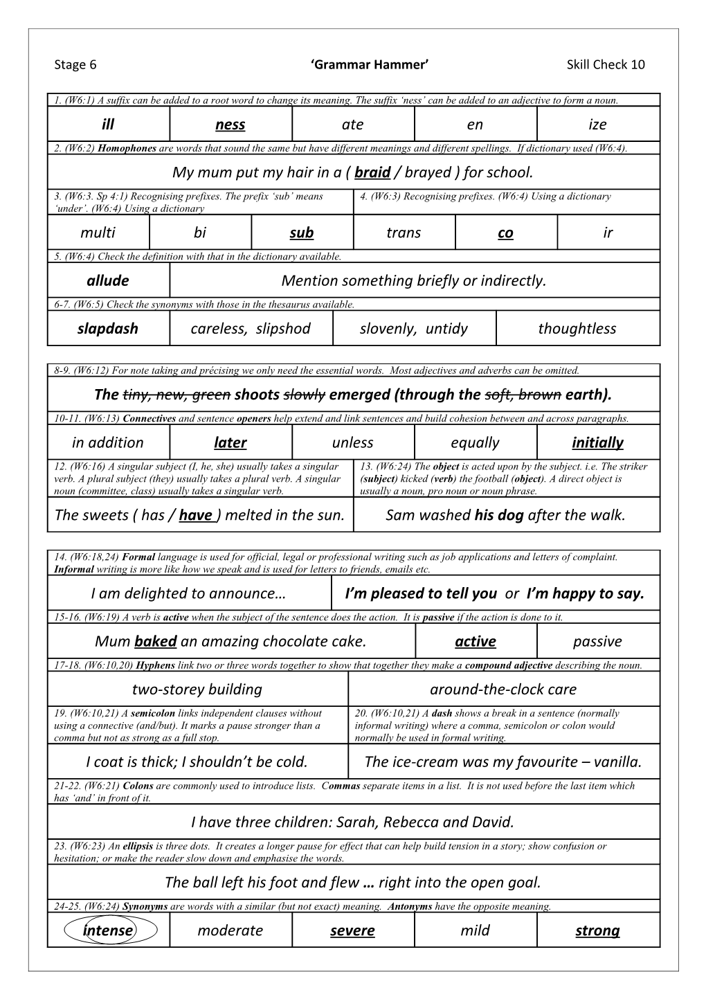 Stage 6 Grammar Hammer Skill Check 10