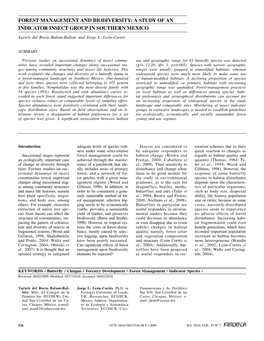 A Study of an Indicator Insect Group in Southern Mexico