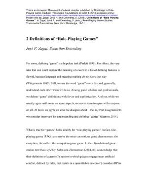 Definitions of “Role-Playing Games”