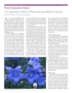 Plant Evaluation Notes a Comparative Study of Platycodon Grandiflorus Cultivars Richard G