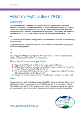 Voluntary Right to Buy ('VRTB')