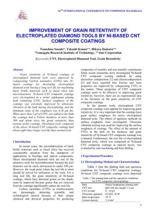Improvement of Grain Retentivity of Electroplated Diamond Tools by Ni-Based Cnt Composite Coatings
