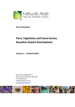 Flora, Vegetation and Fauna Survey Busselton Airport Development