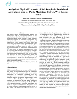 Analysis of Physical Properties of Soil Samples in Traditional Agricultural Area in Purba Medinipur District, West Bengal, India