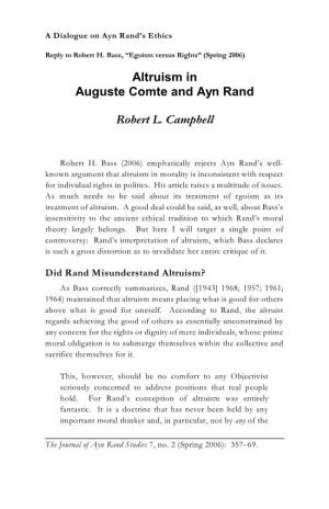 Altruism in Auguste Comte and Ayn Rand Robert L. Campbell