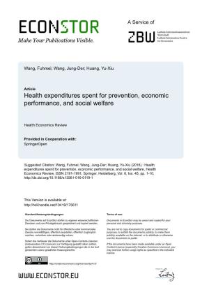 Health Expenditures Spent for Prevention, Economic Performance, and Social Welfare