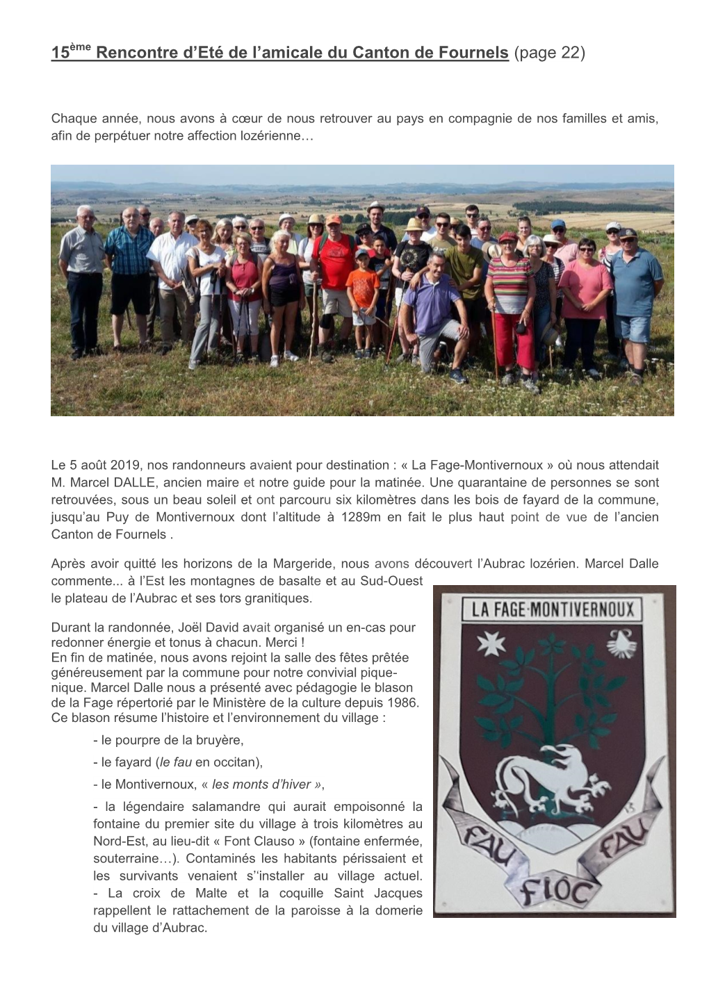 15 Ème Rencontre D'eté De L'amicale Du Canton De Fournels (Page