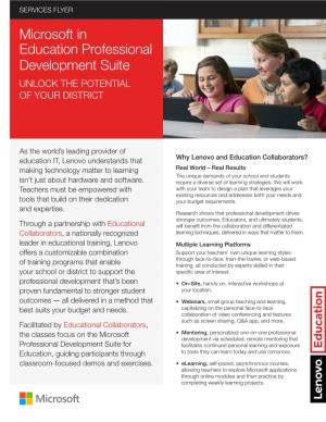 Microsoft in Education Professional Development Suite UNLOCK the POTENTIAL of YOUR DISTRICT