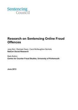 Research on Sentencing Online Fraud Offences