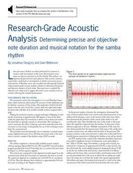 Research-Grade Acoustic Analysis Determining Precise and Objective Note Duration and Musical Notation for the Samba Rhythm