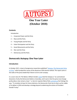 Democratic Autopsy: One Year Later