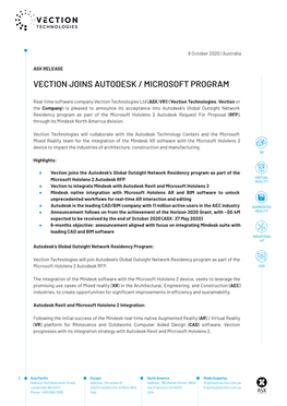 Vection Joins Autodesk / Microsoft Program