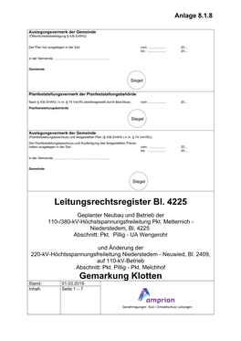 Leitungsrechtsregister Bl. 4225 Gemarkung Klotten