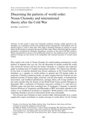 Noam Chomsky and International Theory After the Cold War