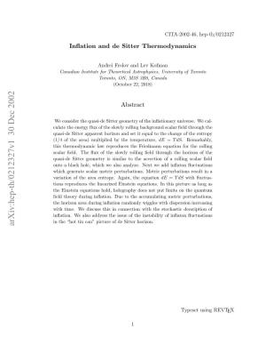 Inflation and De Sitter Thermodynamics