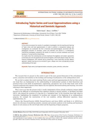 Introducing Taylor Series and Local Approximations Using a Historical and Semiotic Approach