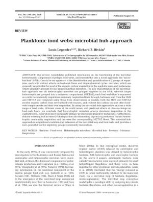 Planktonic Food Webs: Microbial Hub Approach