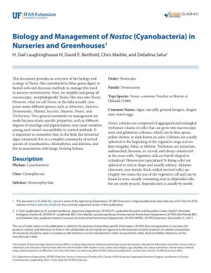 Biology and Management of Nostoc (Cyanobacteria) in Nurseries and Greenhouses1 H