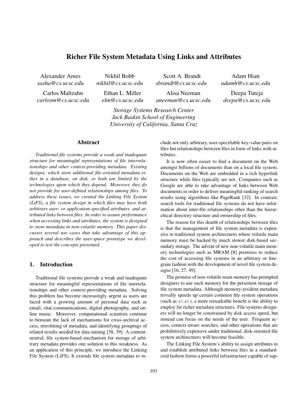 Richer File System Metadata Using Links and Attributes