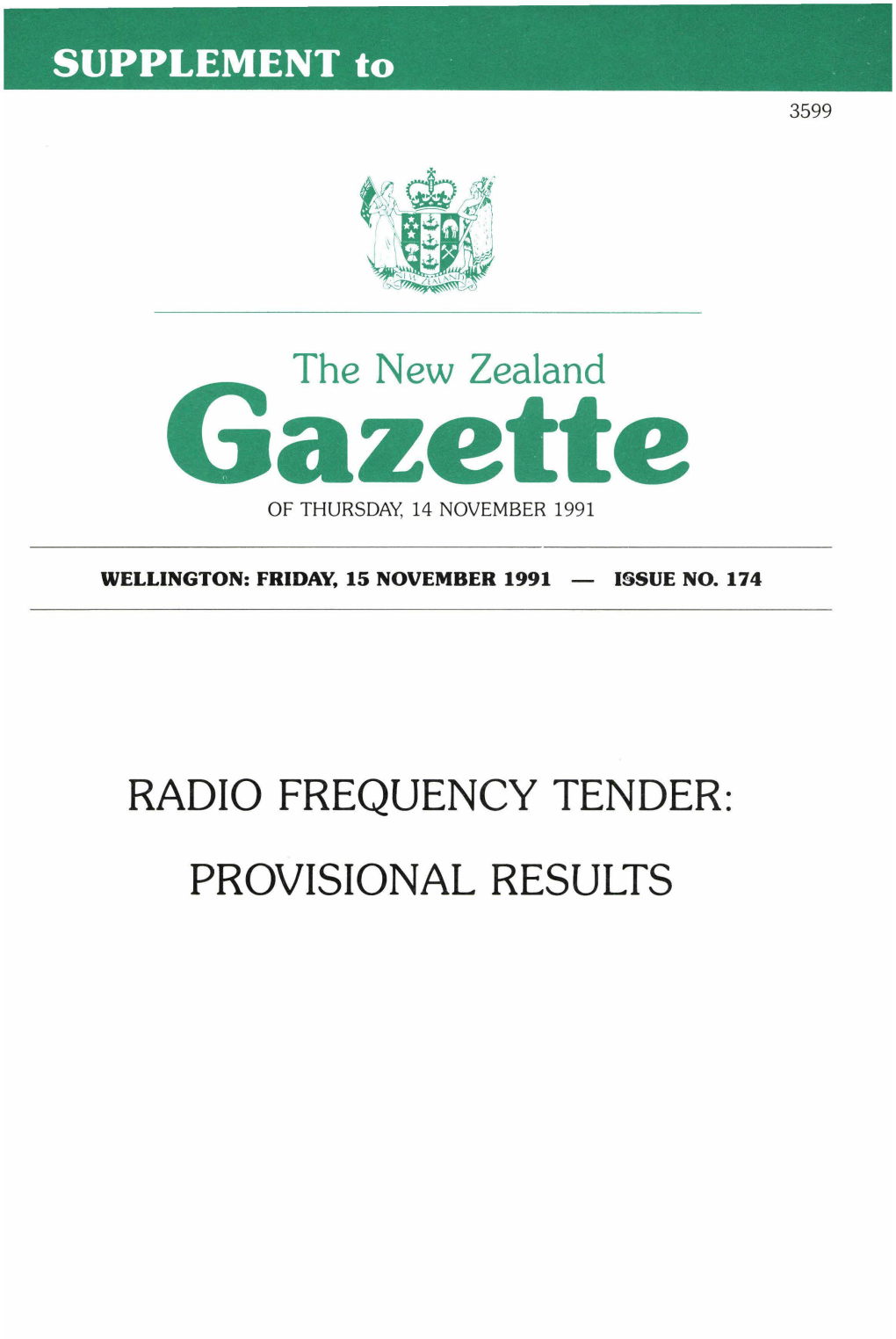 Radio Frequency Tender: Provisional Results