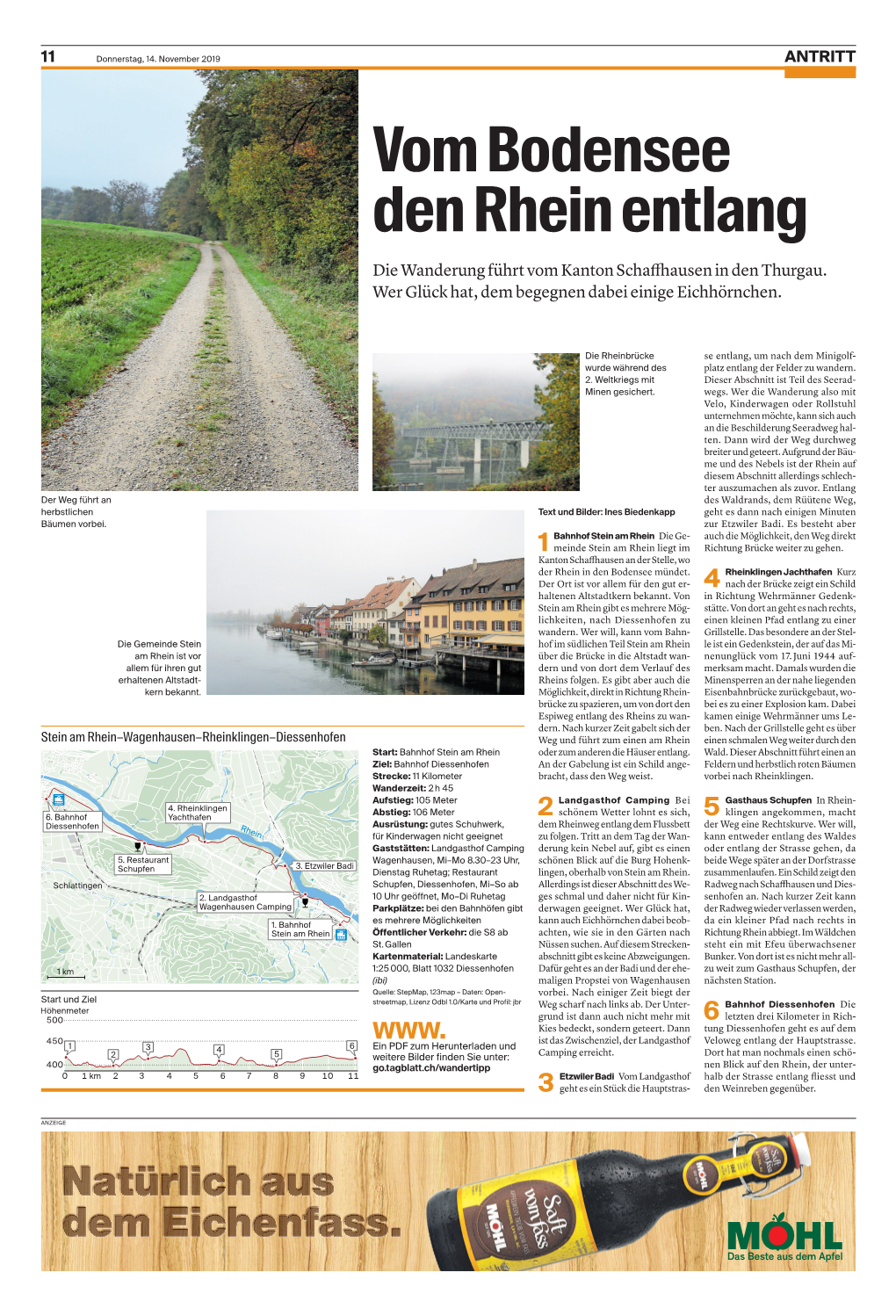 Vom Bodensee Den Rhein Entlang Die Wanderung Führt Vom Kanton Schaffhausen in Den Thurgau