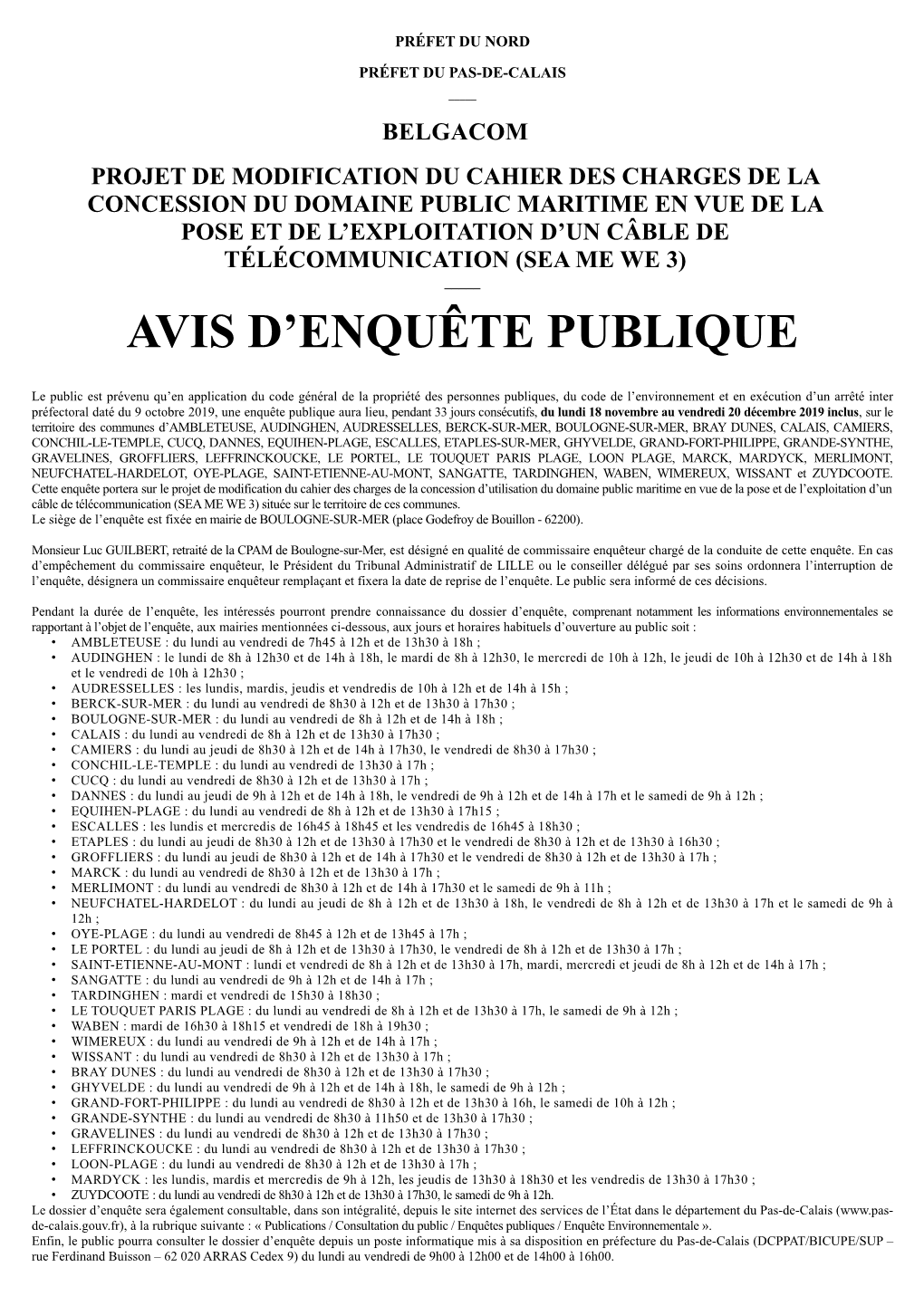 Avis D'ouverture D'enquête