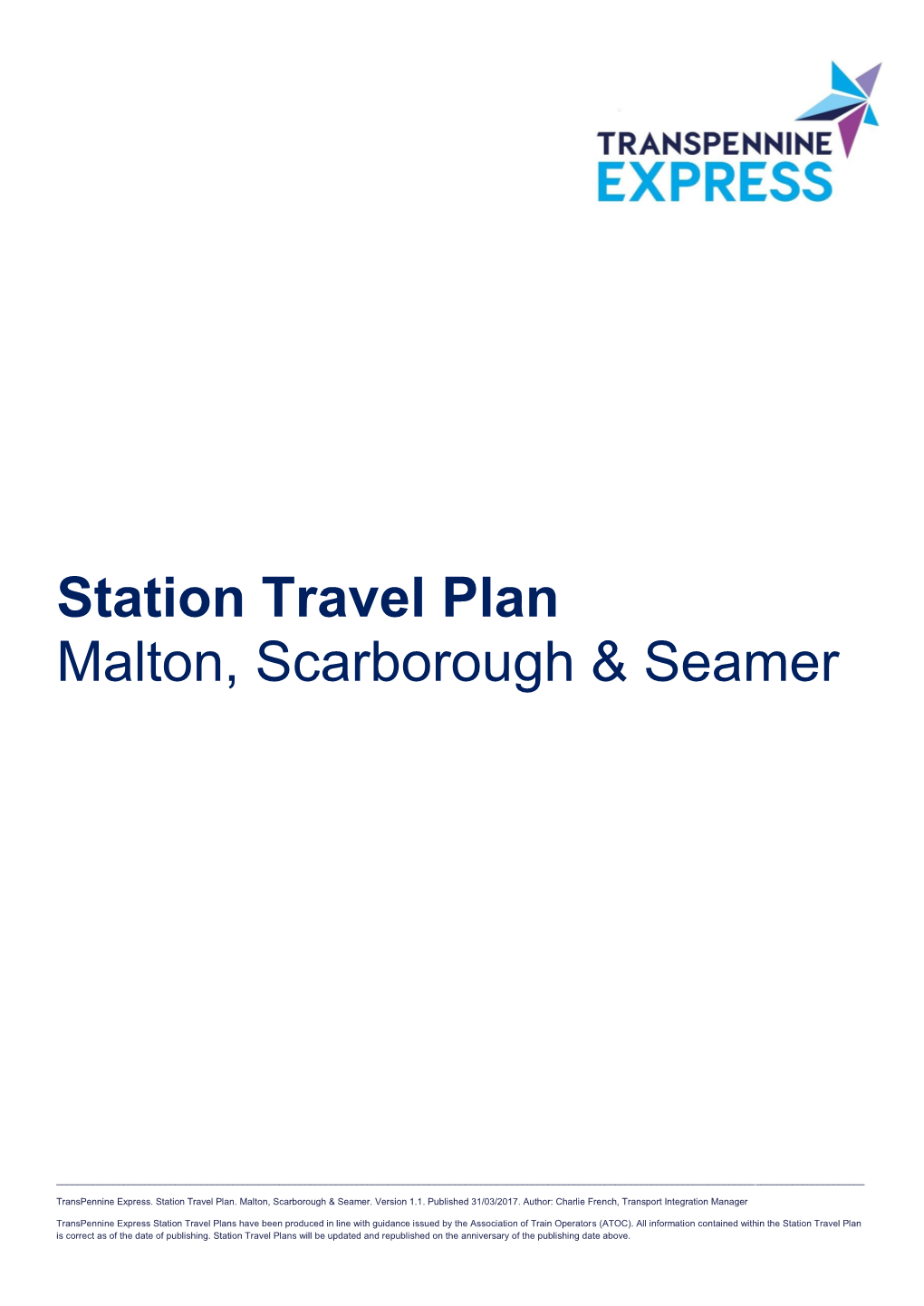 Station Travel Plan Malton, Scarborough & Seamer