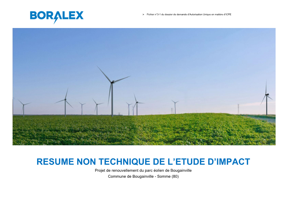 Resume Non Technique De L'etude D'impact