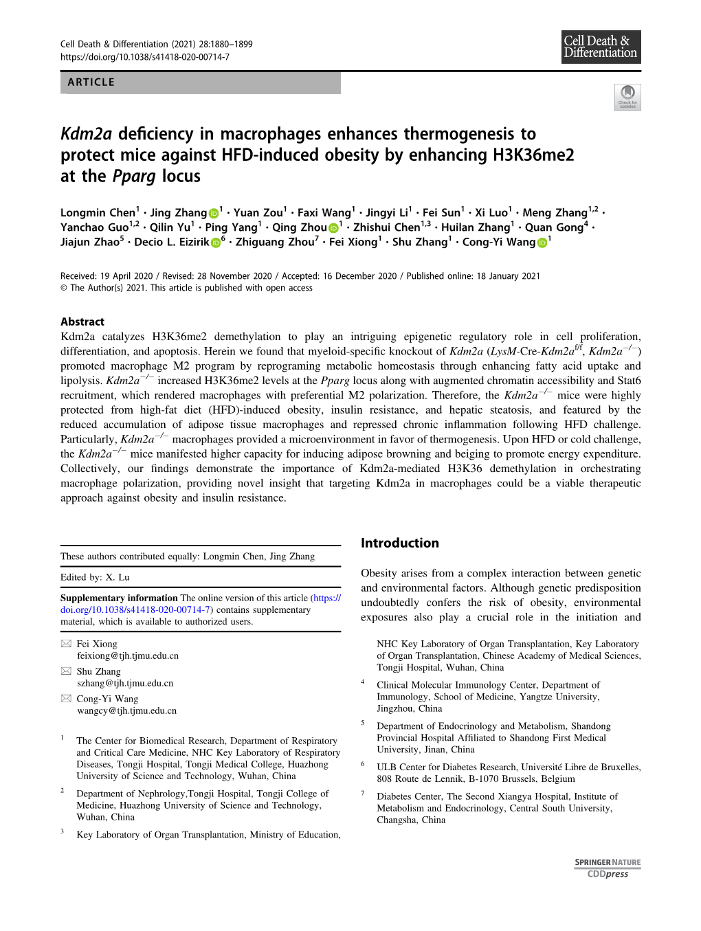 Kdm2a Deficiency in Macrophages Enhances Thermogenesis To