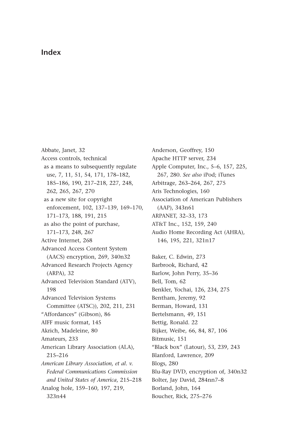 Copyright and the Shape of Digital Culture (Index)