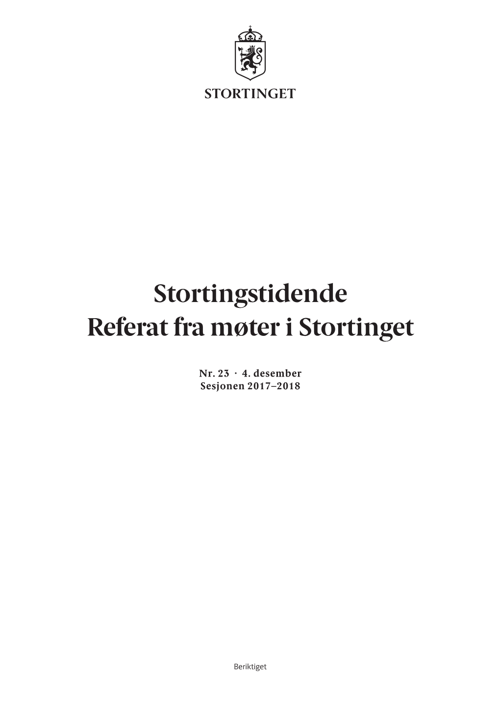 Stortingstidende Referat Fra Møter I Stortinget