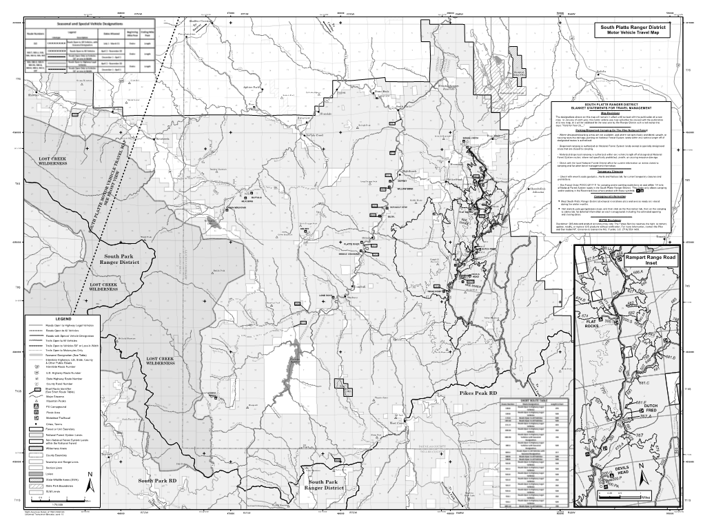 South Platte Ranger District Motor Vehicle Travel