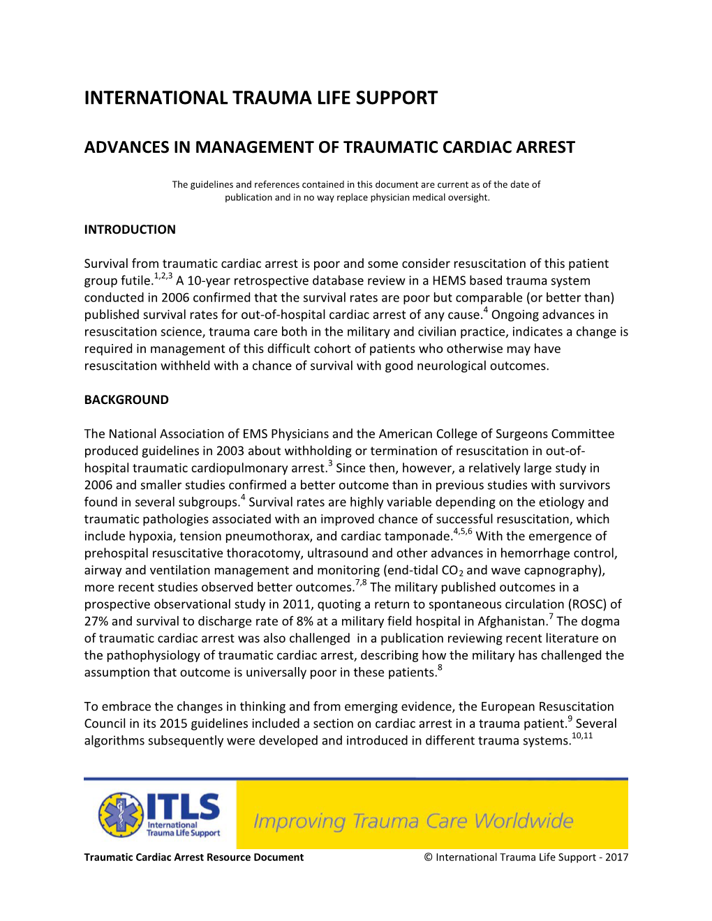 Advances in Management of Traumatic Cardiac Arrest