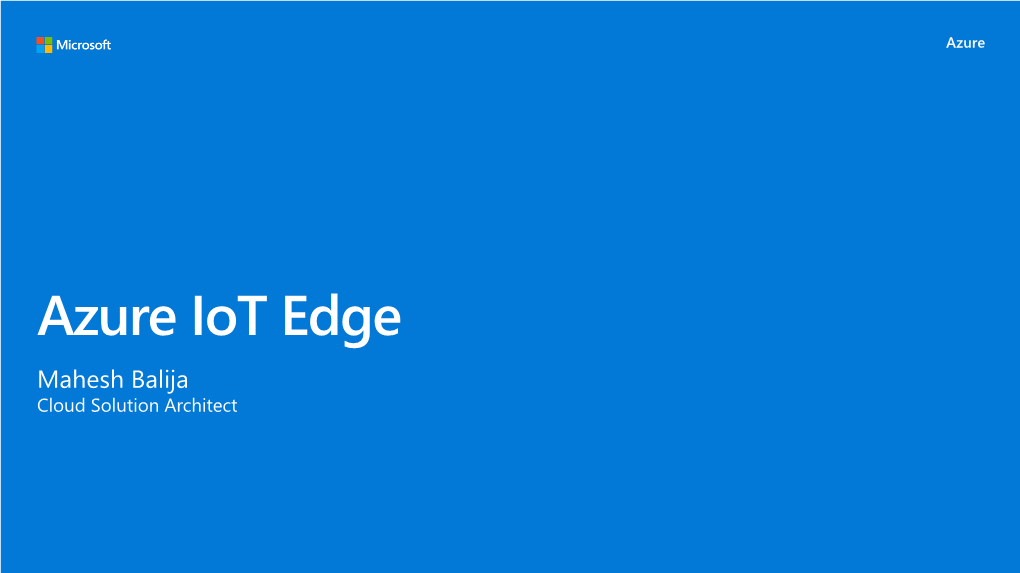 Iot Edge Technical Customer Deck