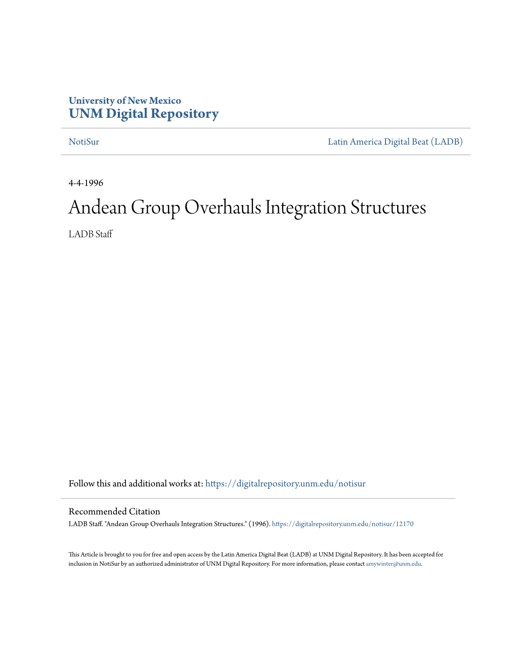 Andean Group Overhauls Integration Structures LADB Staff