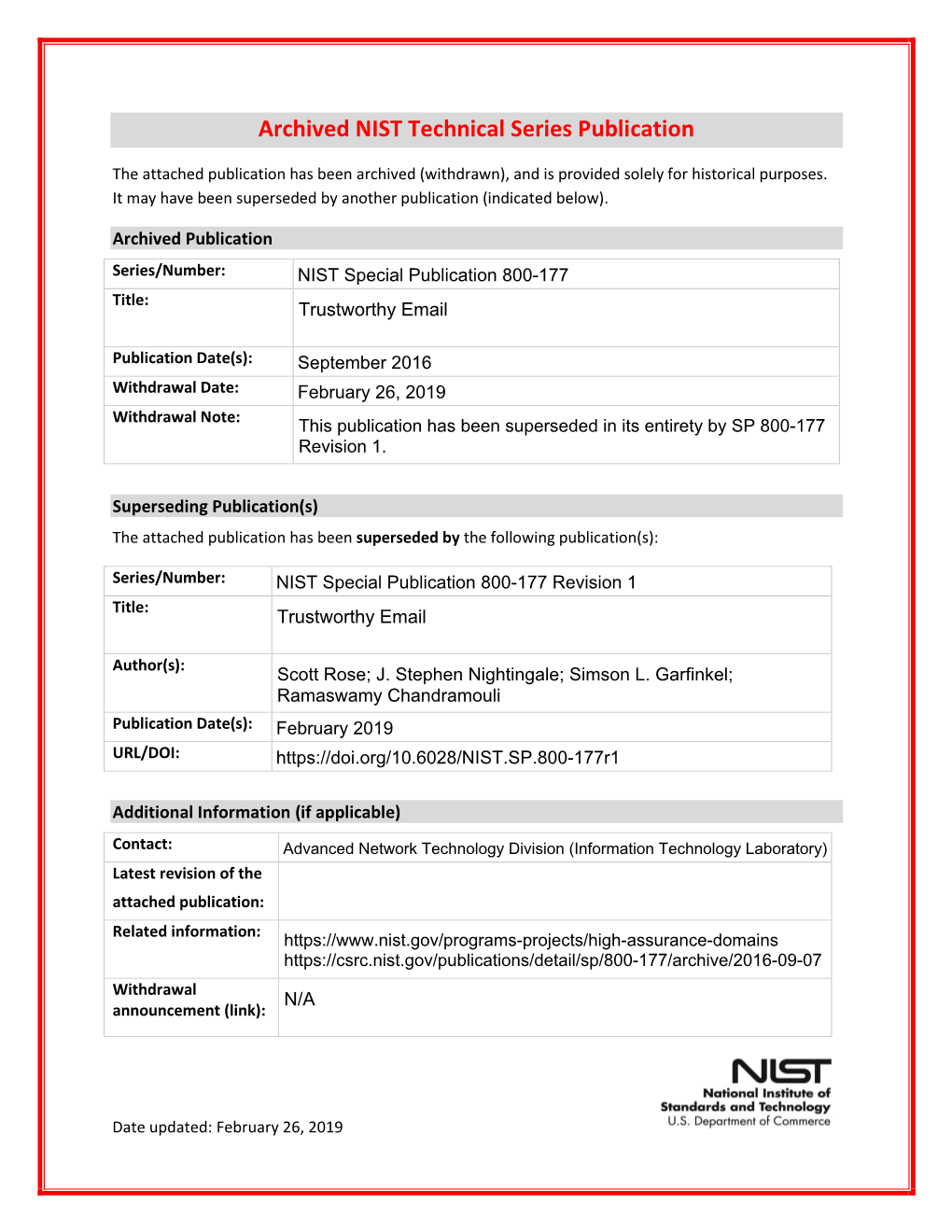 NIST SP 800-177 Trustworthy Email ______