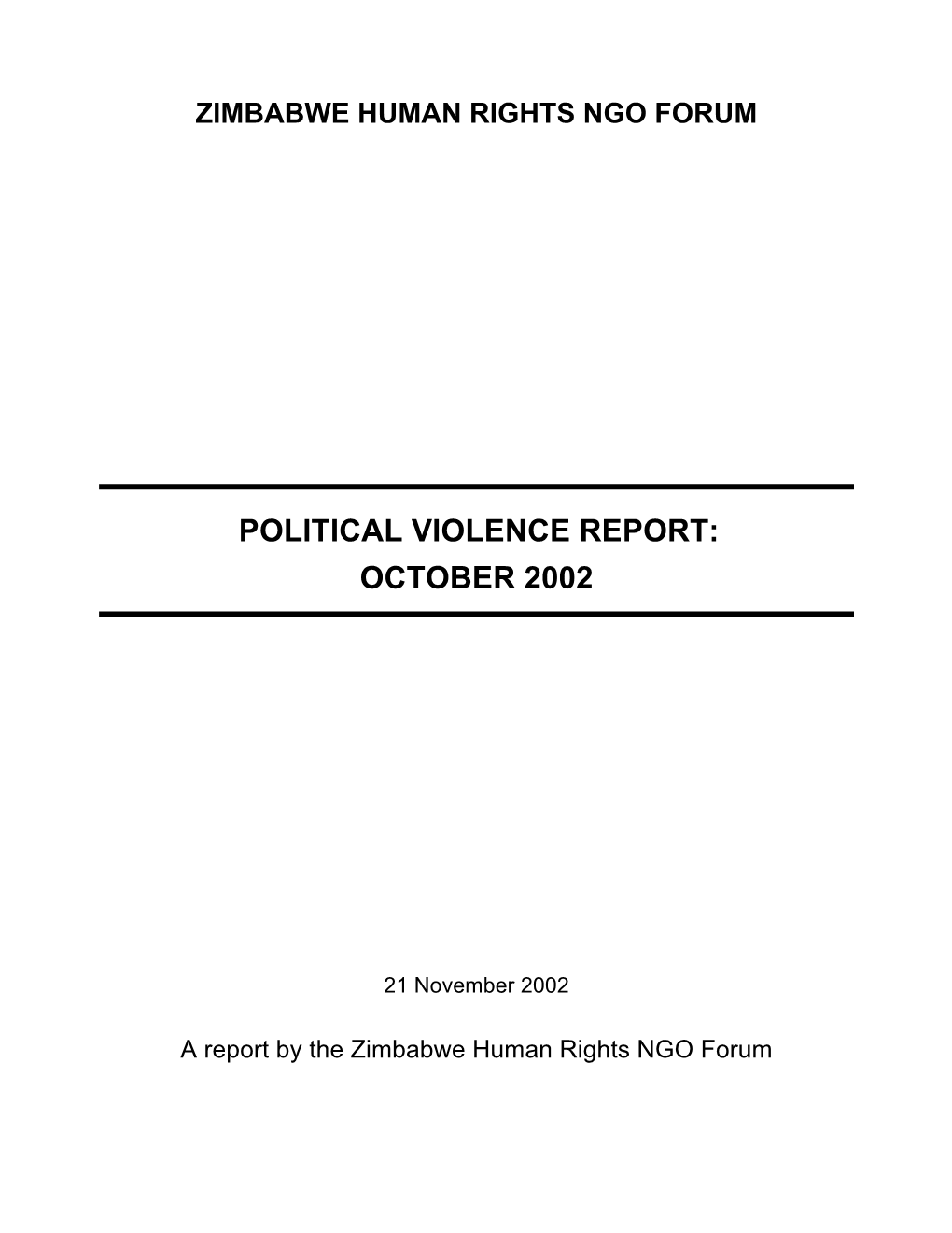 Political Violence Report: October 2002