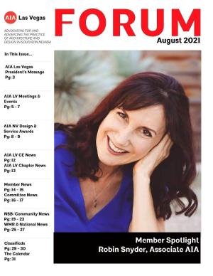 Forumaugust 2021 Member Spotlight Robin Snyder, Associate