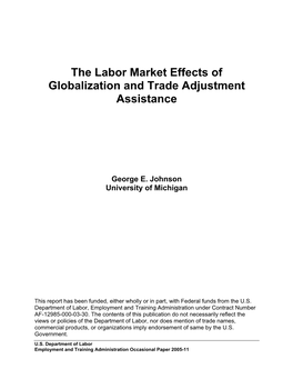 Chapter 4: the Labor Market Effects of Globalization