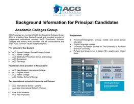 Background Information for Principal Candidates