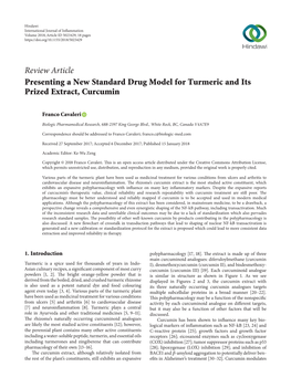 Presenting a New Standard Drug Model for Turmeric and Its Prized Extract, Curcumin