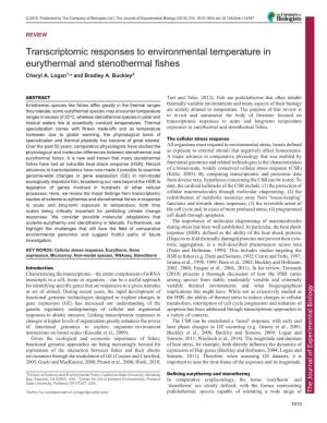 Transcriptomic Responses to Environmental Temperature in Eurythermal and Stenothermal Fishes Cheryl A